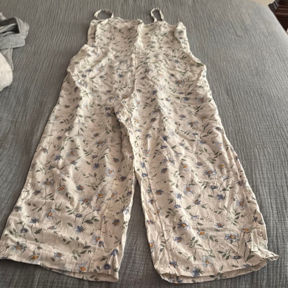 Old Navy Floral Print Jumpsuit - Cream and Blue